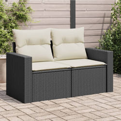 Canapé de jardin avec coussins 2 places noir résine tressée - Vidaxl
