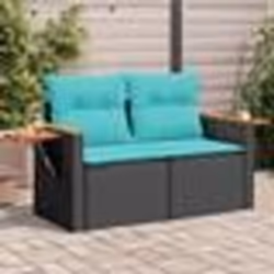 vidaXL Canapé de jardin avec coussins 2 places en résine tressée noire