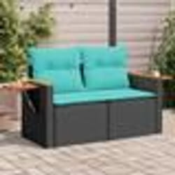 vidaXL Canapé de jardin avec coussins 2 places en résine tressée noire