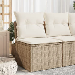Vidaxl - Canapé de jardin sans accoudoirs coussins beige résine tressée