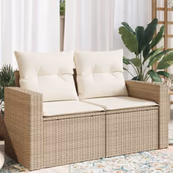 Détendez-vous et profitez de l'extérieur dans ce confortable canapé de jardin 2 places ! Matériau durable : la résine tressée ...