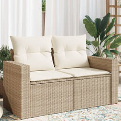 Vidaxl - Canapé de jardin avec coussins 2 places beige résine tressée