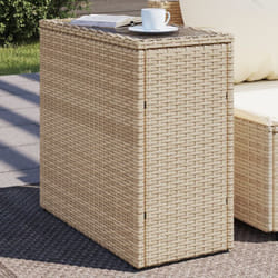 Table d'appoint de jardin avec dessus en verre beige rotin Vidaxl