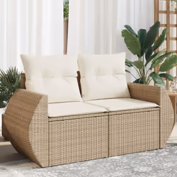 Détendez-vous et profitez de l'extérieur dans ce confortable canapé de jardin 2 places ! Matériau durable : la résine tressée ...