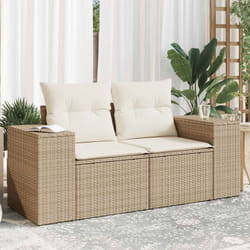 Vidaxl - Canapé de jardin avec coussins 2 places beige résine tressée