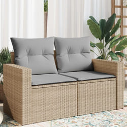 Vidaxl - Canapé de jardin avec coussins 2 places beige résine tressée