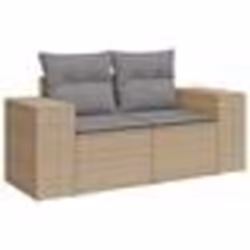 vidaXL Canapé de jardin avec coussins 2 places beige résine tressée