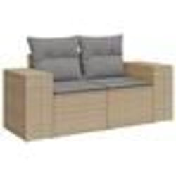 vidaXL Canapé de jardin avec coussins 2 places beige résine tressée
