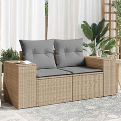 Vidaxl - Canapé de jardin avec coussins 2 places beige résine tressée