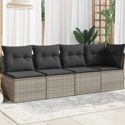 Vidaxl - Canapé de jardin 4 places avec coussins gris résine tressée