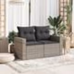vidaXL Canapé de jardin 2 places avec coussins gris résine tressée