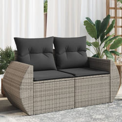 Vidaxl - Canapé de jardin 2 places avec coussins gris résine tressée