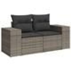 vidaXL Canapé de jardin 2 places avec coussins gris résine tressée