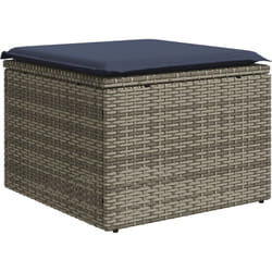 Vidaxl - Tabouret de jardin avec coussin gris 55x55x37 cm en poly rotin