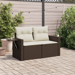 Vidaxl - Canapé de jardin avec coussins 2 places marron résine tressée