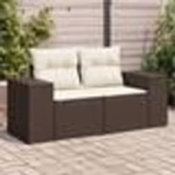 vidaXL Canapé de jardin avec coussins 2 places marron résine tressée
