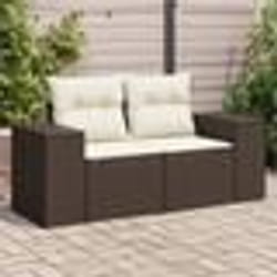 vidaXL Canapé de jardin avec coussins 2 places marron résine tressée