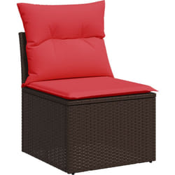 Canapé de jardin sans accoudoirs avec coussins en poly rotin marron Vidaxl