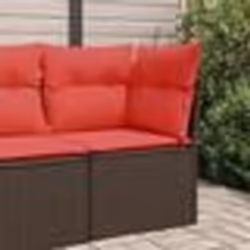vidaXL Canapé d'angle avec coussins en poly rattan marron