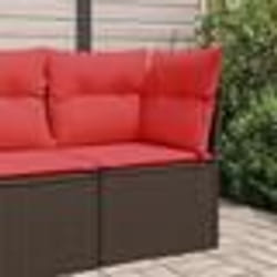 vidaXL Canapé d'angle avec coussins en poly rattan marron