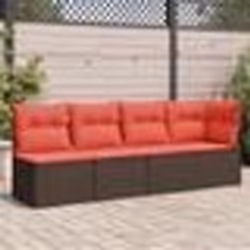 vidaXL Canapé de jardin avec coussins 4 places en poly rotin marron