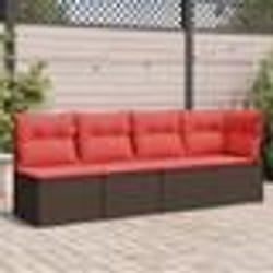 vidaXL Canapé de jardin avec coussins 4 places en poly rotin marron