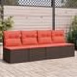vidaXL Canapé de jardin avec coussins 4 places en rotin polypropylène marron