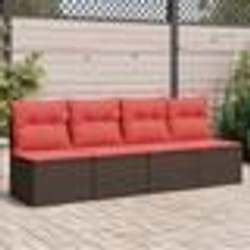 vidaXL Canapé de jardin avec coussins 4 places en rotin polypropylène marron
