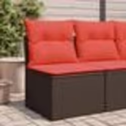 vidaXL Chaise de jardin sans accoudoirs avec coussins en poly rotin marron