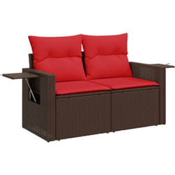 Vidaxl - Canapé de jardin avec coussins 2 places en résine tressée marron