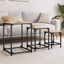 vidaXL Tables basses gigognes 3 pcs chêne sonoma bois d'ingénierie