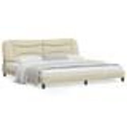 vidaXL Cadre de lit sans matelas crème 200x200 cm tissu - 200 x 200 cm