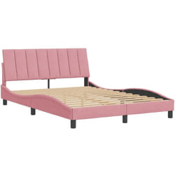 Cadre De Lit Avec Tête De Lit Rose 120x200 Cm Velours