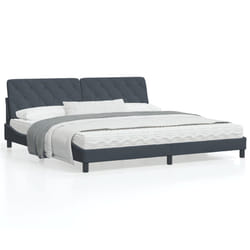 vidaXL Cadre de lit sans matelas gris foncé 200x200 cm velours - 200 x 200 cm