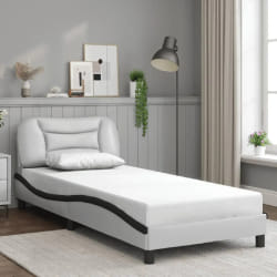 vidaXL Cadre de lit sans matelas blanc et noir 80x200 cm similicuir - 80 x 200 cm