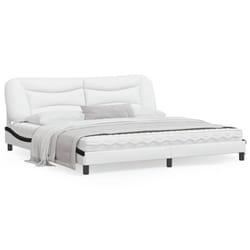 vidaXL Cadre de lit sans matelas blanc et noir 200x200 cm similicuir - 200 x 200 cm