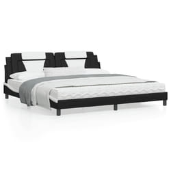 vidaXL Cadre de lit sans matelas noir et blanc 200x200 cm similicuir - 200 x 200 cm
