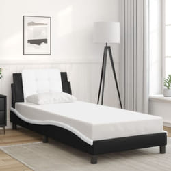 vidaXL Cadre de lit sans matelas noir et blanc 90x190 cm similicuir - 90 x 190 cm
