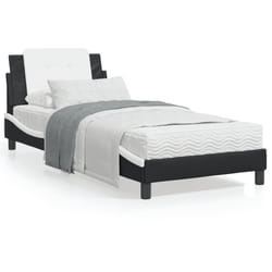 vidaXL Cadre de lit sans matelas noir et blanc 90x200 cm similicuir - 90 x 200 cm