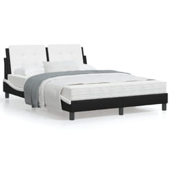 vidaXL Cadre de lit sans matelas noir et blanc 140x190 cm similicuir - 140 x 190 cm