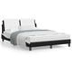 vidaXL Cadre de lit sans matelas noir et blanc 140x200 cm similicuir - 140 x 200 cm
