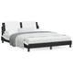 vidaXL Cadre de lit sans matelas noir et blanc 160x200 cm similicuir - 160 x 200 cm