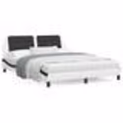 vidaXL Cadre de lit sans matelas blanc et noir 160x200 cm similicuir - 160 x 200 cm