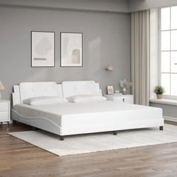 vidaXL Cadre de Lit avec Tête de Lit Lit Rembourré Lit Double Lit Adulte de Chambre à Coucher Intérieur Blanc 200x200 cm