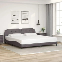 vidaXL Cadre de lit sans matelas gris 200x200 cm similicuir - 200 x 200 cm