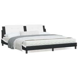 vidaXL Cadre de lit sans matelas noir et blanc 200x200 cm similicuir - 200 x 200 cm