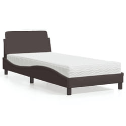 vidaXL Lit avec matelas marron foncé 80x200 cm tissu - 80 x 200 cm