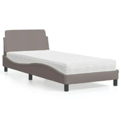 vidaXL Lit avec matelas taupe 80x200 cm tissu - 80 x 200 cm