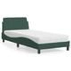 vidaXL Lit avec matelas vert foncé 80x200 cm velours - 80 x 200 cm