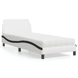 vidaXL Lit avec matelas blanc et noir 80x200 cm similicuir - 80 x 200 cm